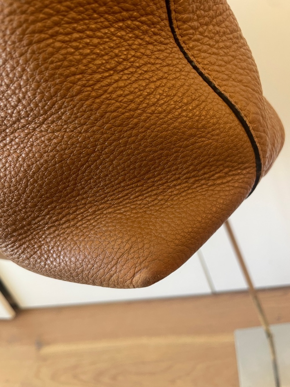 Prada Pebbled Leather Tote Bag Brown Gold Hardware | Large Work Tote Shoulder Ba - Picture 7 of 14